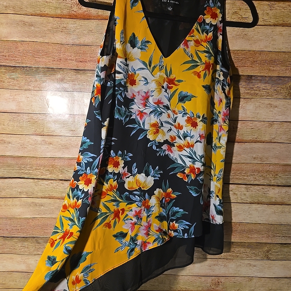 Zara Yellow Blue Asymmetrical Sundress Resort Wear